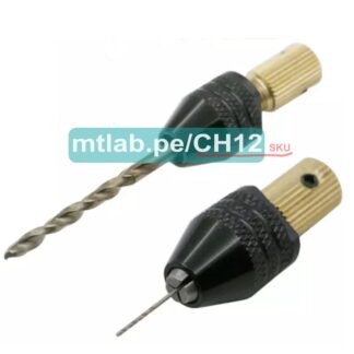 chuck (mandril) portabrocas para motores de 3.175mm de eje con rango de sujeción de 0.3mm a 3.2mm de diámetro.