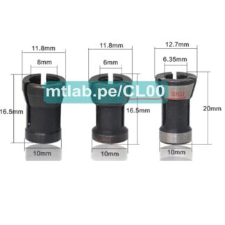Collet 6mm para router electrico (agujero de 10mm), para sujetar brocas o fresas de 6mm de diametro.