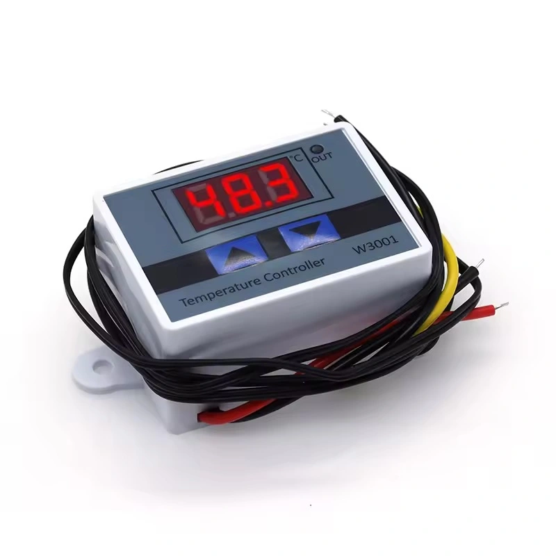 Termostato digital W3001 con display LED, botones de control y sonda NTC10K con cable de 1m
