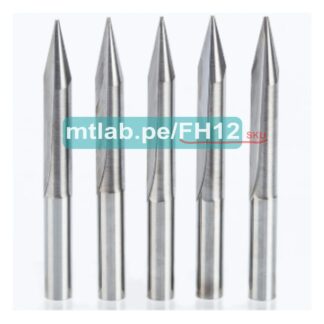 Fresa de tallado de 2 filos, cónica tipo V, marca HUHAO, modelo 5489, vástago de 6 mm, ángulo de 15°, punta de 0.5 mm, longitud total de 50 mm, carburo de tungsteno