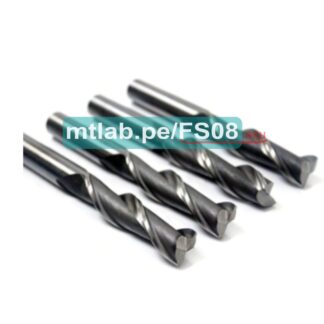 Fresa Helicoidal de 2 hilos (2 cortes) Corte Milling Cutter, Diámetro de Corte 10 mm, diámetro de vástago 10 mm, longitud de trabajo 22 mm, largo 52mm.