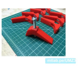 Clamping de sujeción para mesa CNC. Consta de 2 piezas en impresión 3D incluye perno, arandela y tuerca mariposa