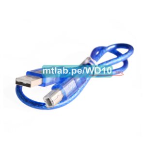 Cable USB apantallado Standard A/Macho - B/Macho , USB a Arduino o impresora. aprox 30cm, AZUL