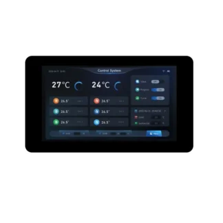 Pantalla táctil ESP32-S3 de 7 pulgadas Waveshare con interfaz LVGL en funcionamiento