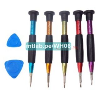 JUEGO 5 destornilladores mini , Plano, Estrella, Torx, para celulares