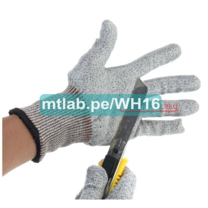 Guantes resistente al corte, con mallas de acero inoxidable.