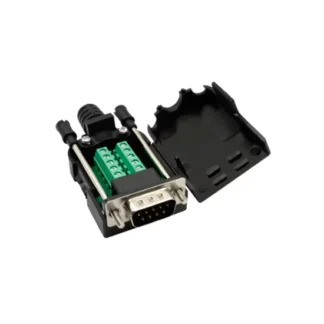 Conector DB9 sin soldadura macho tipo tornillo con terminales a tornillo y prensaestopa