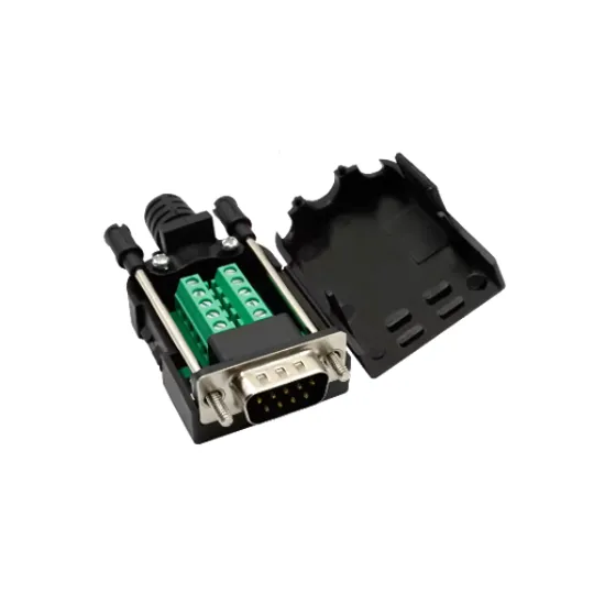 Conector DB9 sin soldadura macho tipo tornillo con terminales a tornillo y prensaestopa